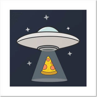 Kawaii UFO Pizza Abduction T-Shirt Posters and Art